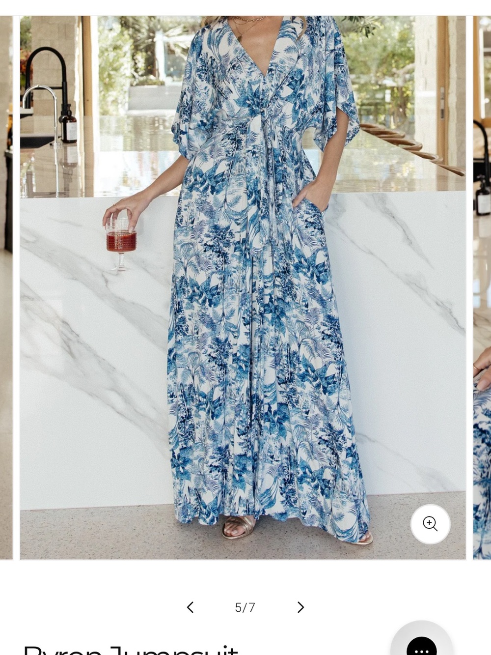 NWT Baltic Born Blue & White Floral Wrap Jumpsuit